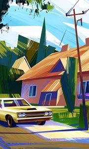 Preview wallpaper car, house, art, colorful