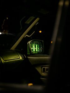 Preview wallpaper car, interior, mirror, glow