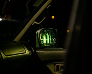 Preview wallpaper car, interior, mirror, glow