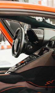 Preview wallpaper car, interior, steering wheel, seat