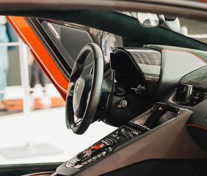 Preview wallpaper car, interior, steering wheel, seat