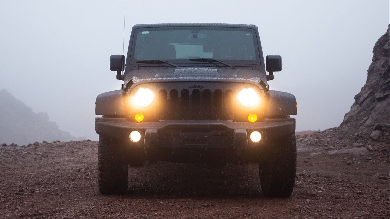 Wallpaper car, jeep, suv, black, rain