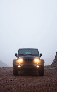 Preview wallpaper car, jeep, suv, black, rain