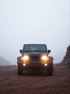 Preview wallpaper car, jeep, suv, black, rain