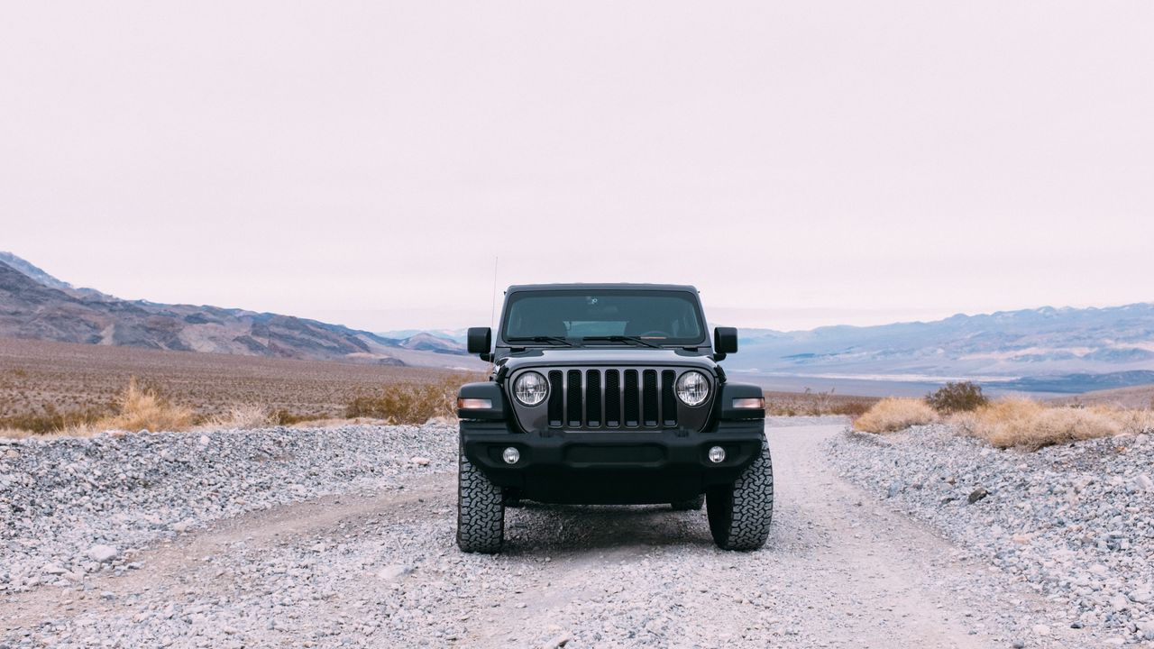 Wallpaper car, jeep, suv, front view, road