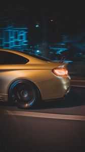 Preview wallpaper car, lantern, backlight, road, movement, speed