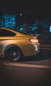 Preview wallpaper car, lantern, backlight, road, movement, speed