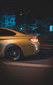 Preview wallpaper car, lantern, backlight, road, movement, speed