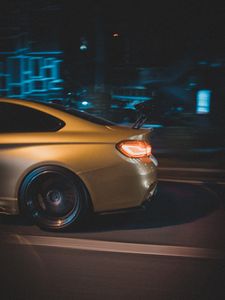 Preview wallpaper car, lantern, backlight, road, movement, speed