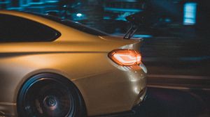 Preview wallpaper car, lantern, backlight, road, movement, speed