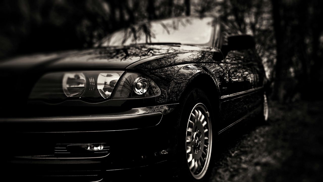 Wallpaper car, lights, bw