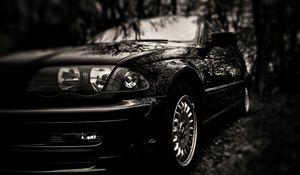 Preview wallpaper car, lights, bw
