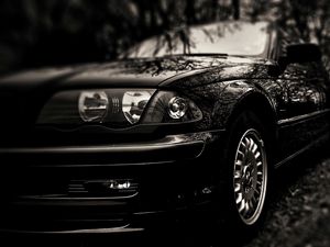 Preview wallpaper car, lights, bw