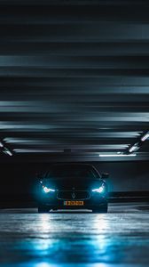 Preview wallpaper car, lights, glow, tunnel