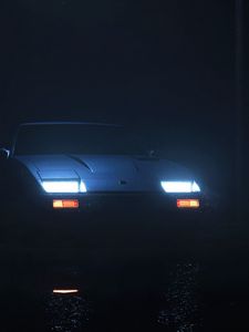 Preview wallpaper car, lights, night, dark, darkness