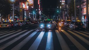 Preview wallpaper car, lights, road, dark