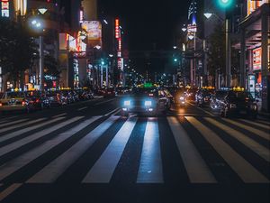 Preview wallpaper car, lights, road, dark