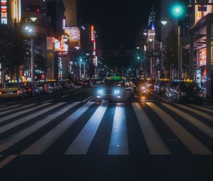 Preview wallpaper car, lights, road, dark