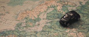 Preview wallpaper car, map, toy, travel, trip