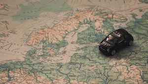 Preview wallpaper car, map, toy, travel, trip