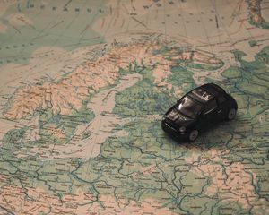 Preview wallpaper car, map, toy, travel, trip