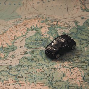 Preview wallpaper car, map, toy, travel, trip