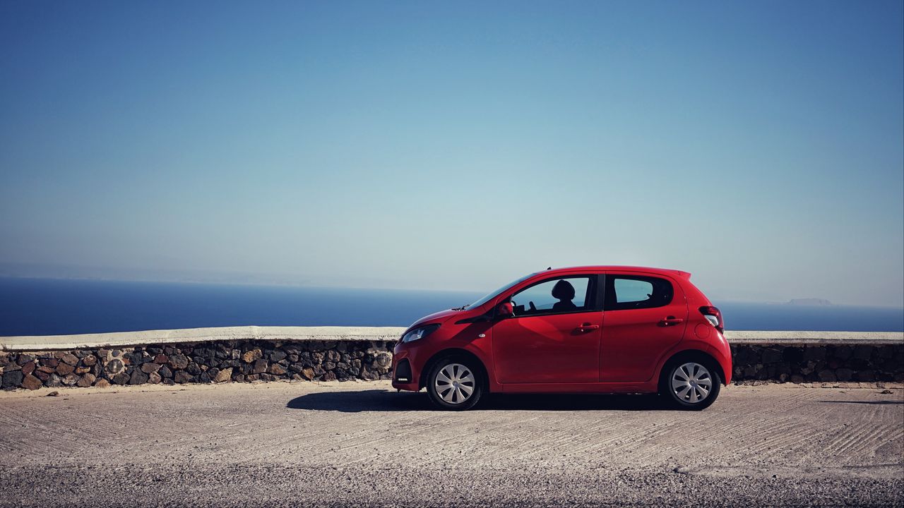 Wallpaper car, mini, red, side view