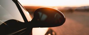 Preview wallpaper car, mirror, black, sun, light, blur