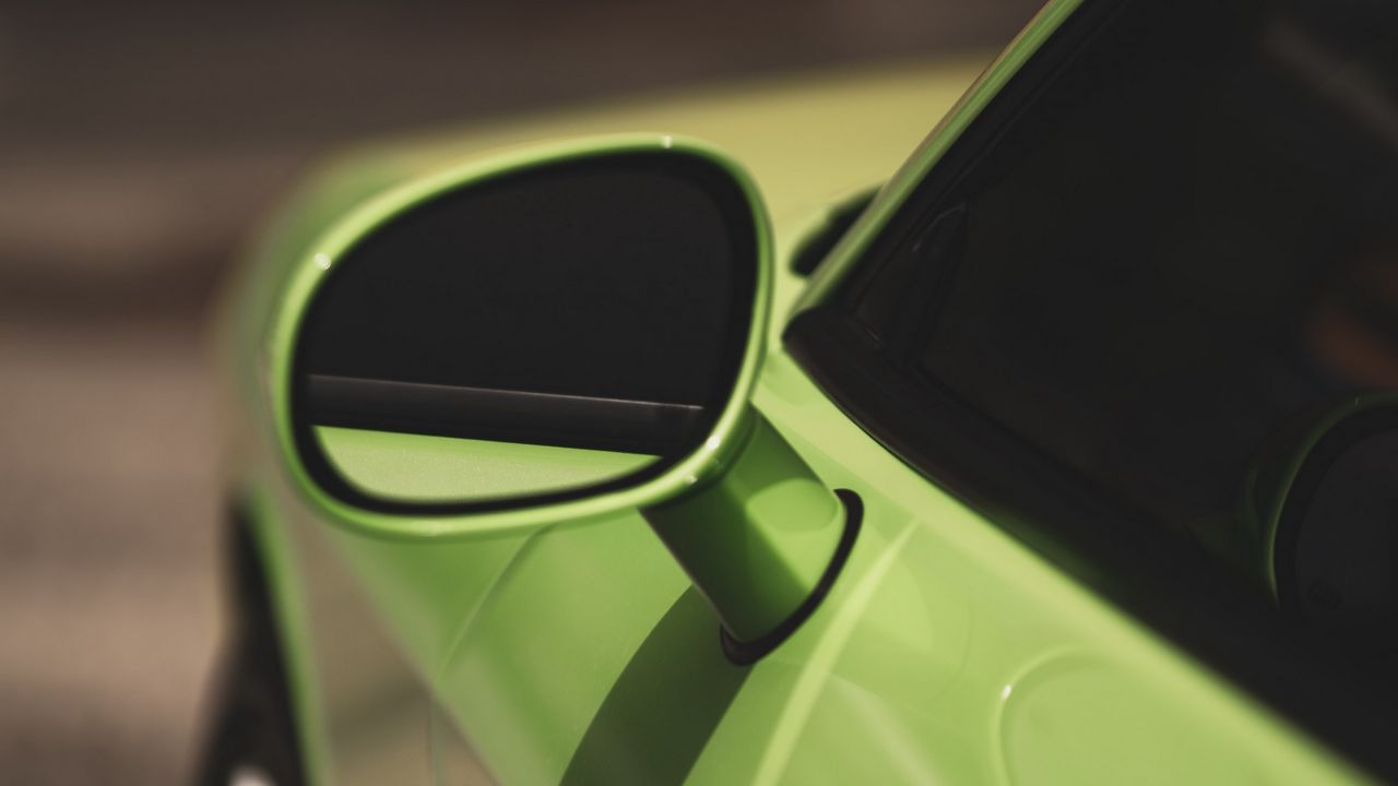 Wallpaper car, mirror, close, green