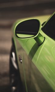 Preview wallpaper car, mirror, close, green