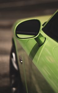 Preview wallpaper car, mirror, close, green