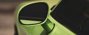 Preview wallpaper car, mirror, close, green