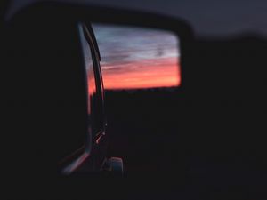 Preview wallpaper car, mirror, reflection, dark, twilight