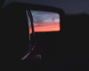 Preview wallpaper car, mirror, reflection, dark, twilight