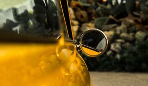 Preview wallpaper car, mirror, retro, yellow, round