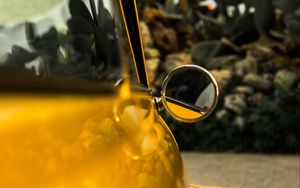 Preview wallpaper car, mirror, retro, yellow, round