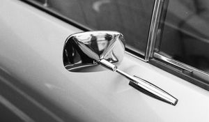 Preview wallpaper car, mirror, vintage, bw, gray