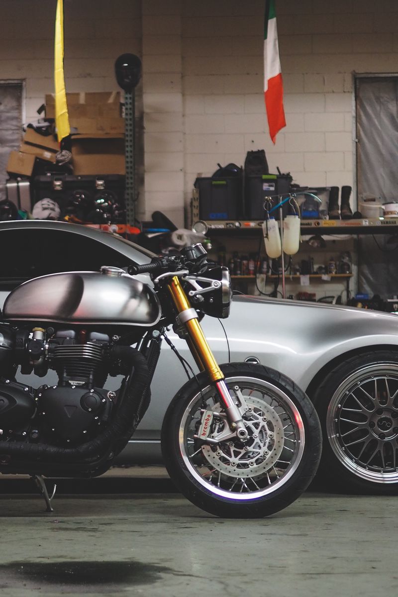 800x1200 Wallpaper car, motorcycle, garage