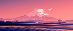 Preview wallpaper car, mountains, road, vector, art