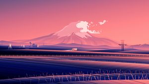 Preview wallpaper car, mountains, road, vector, art