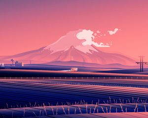 Preview wallpaper car, mountains, road, vector, art