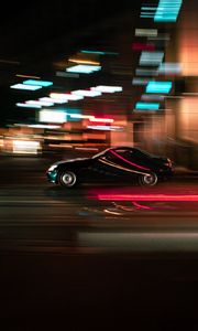 Preview wallpaper car, movement, speed, motion blur, lights, night