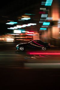 Preview wallpaper car, movement, speed, motion blur, lights, night