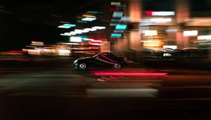 Preview wallpaper car, movement, speed, motion blur, lights, night