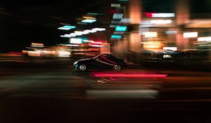 Preview wallpaper car, movement, speed, motion blur, lights, night