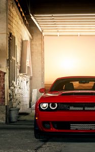 Preview wallpaper car, muscle car, red, front view