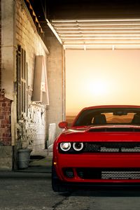 Preview wallpaper car, muscle car, red, front view