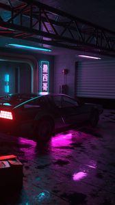 Preview wallpaper car, neon, backlight, dark