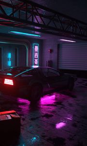 Preview wallpaper car, neon, backlight, dark