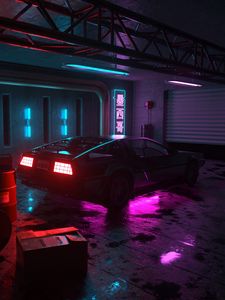 Preview wallpaper car, neon, backlight, dark